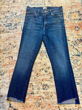 MOTHER Slim Straight Jeans in Dark Blue Wash